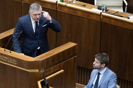 PM Robert Fico during an extraordinary parliamentary session on January 21, 2025.