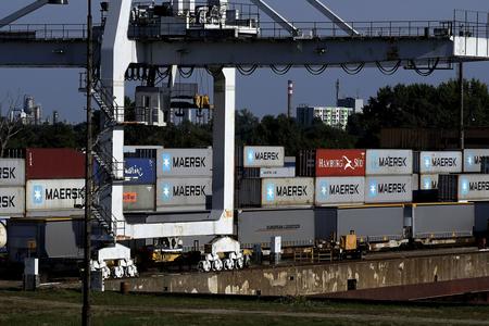 Container terminal in the northern basin of the Winter Harbour in Bratislava on 29 October 2018.