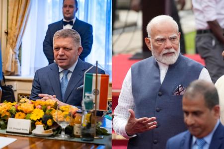 Slovak PM Robert Fico (left) and Indian PM Shri Narendra Modi (right)