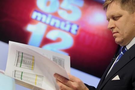 Prime Minister Robert Fico in the STV studio shortly before the start of the political programme "O 5 minút 12" on 30 May 2010 in Bratislava.