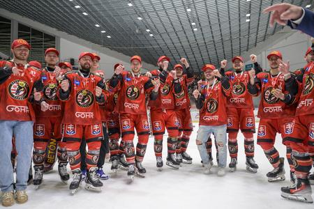 Hokejisti Prešova po postupe do extraligy.