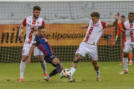 Momentka z prvého barážového zápasu o Niké ligu medzi Zl. Moravcami a Trenčínom.