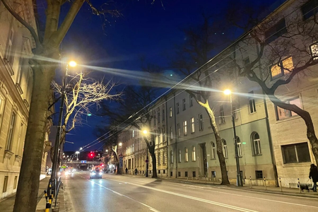 Štefánikova Street has less intensive lighting.