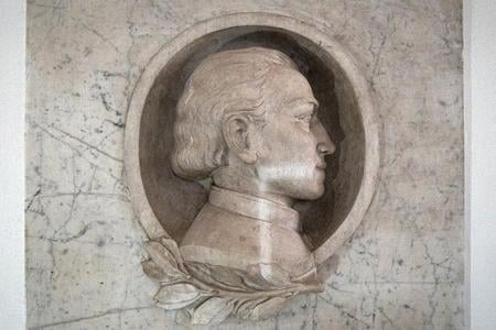A portrait of Jozef Ignác Bajza on an epitaph by Alojz Rigele, based on a model by sculptor Jozef Pospíšil.