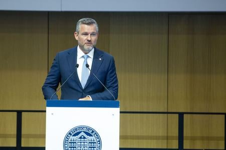 In the photo, Slovak President Peter Pellegrini speaks during the opening of the Slovak-Croatian Business Forum in Zagreb on July 1, 2025. PHOTO TASR/HINA. Zagreb, 01.07.2025.