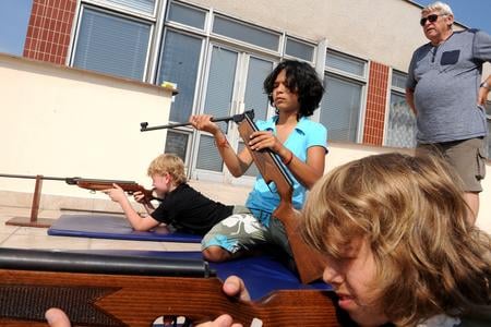 Children in summer camps fire the air rifle occasionally.