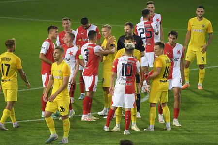 Na snímke futbalisti Slavie Praha.