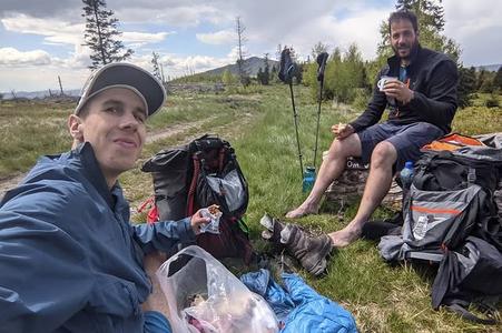 Peter Kvačkay (left) and a friend on the SNP trail