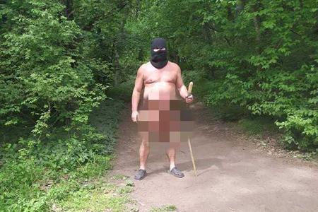 A naked man near Gýmeš Castle, photographed by a tourist.