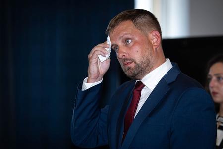The sweltering heat in the room was not the only reason why minister Šaško needed to mop his brow from time to time.