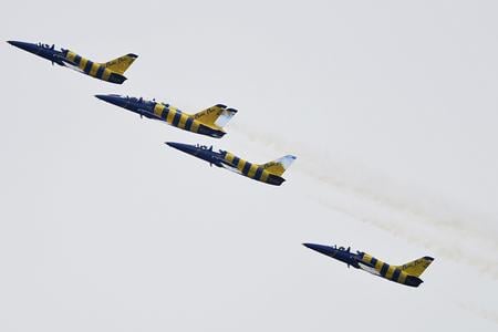 Aerobatic pilots from the Baltic Bees group showing their skills.
