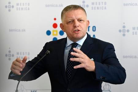 PM Robert Fico during the press briefing after the government session in Senica.