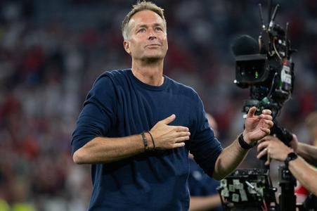 Dánsky futbalový tréner Kasper Hjulmand po zápase základnej C-skupiny Dánsko - Srbsko na ME vo futbale v Mníchove.