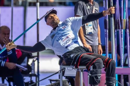 Na snímke slovenský reprezentat v paraatletike Ladislav Čuchran hádže oštepom.