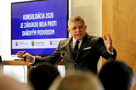Prime Minister Robert Fico speaks at the expert conference “Consolidation 2026: A Guarantee in the Fight Against Tax Fraud” in Bratislava on 15 October 2025.