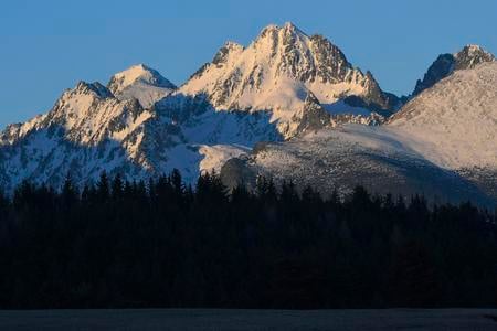 The High Tatras in the winter, with Rysy on the left.