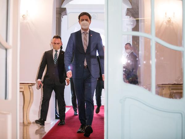 Eduard Heger in the Presidential Palace on March 29.