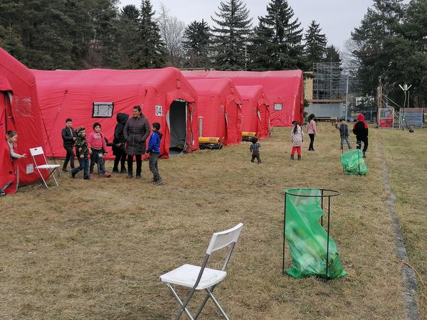 Emergency tent camp in Humenné.