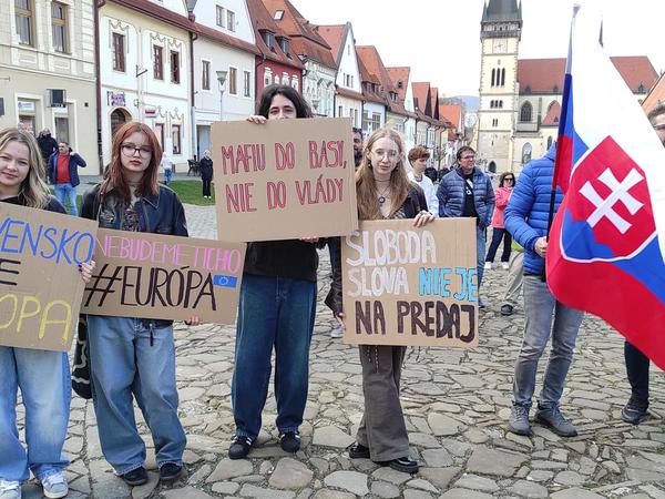 Protesters in Bardejov.