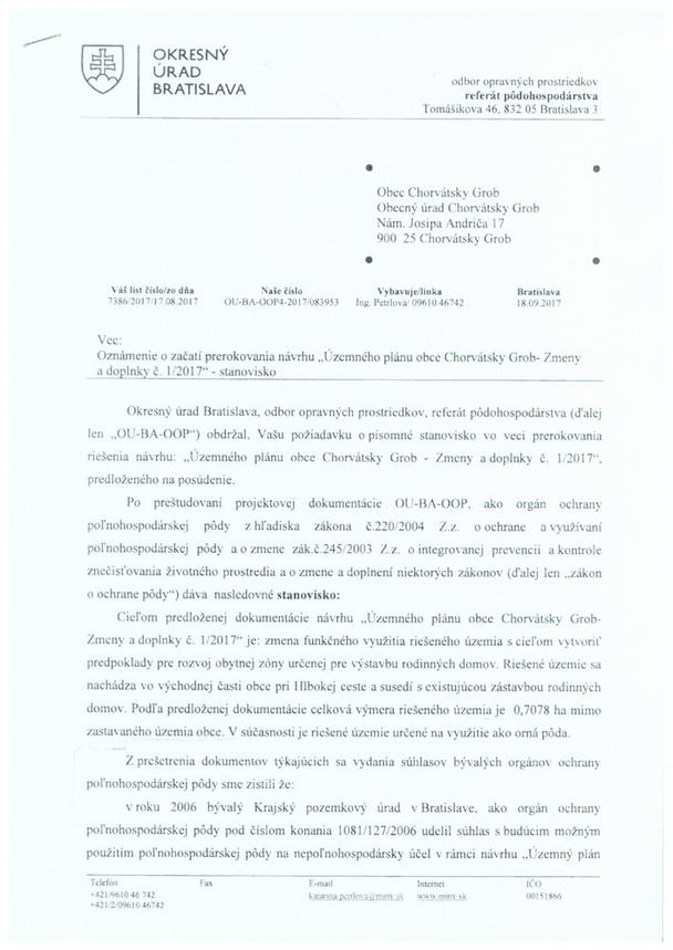 "OU-BA-OOP" Oznámenie o začatí prerokovania ÚP ZaD Ch.G. č. 1/2017 - str.1