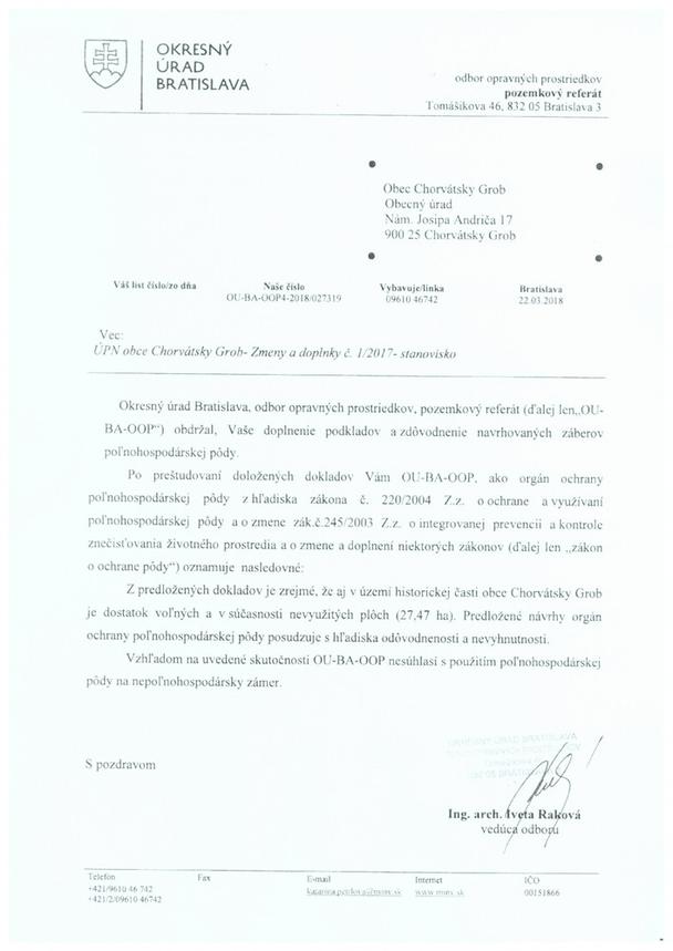 "OU-BA-OOP" Stanovisko k ÚP ZaD Ch.G. č. 1/2017
