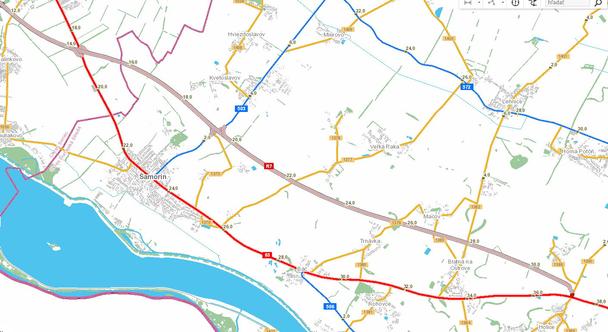 Obr. 5. Zakreslenie R7 v Cestnej databanke Slovenskej správy ciest
