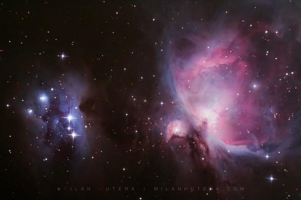 Dvojica hmlovín NGC 1975 (Bežec) a Messier 42 v súhvezdí Orión. Kiež by sa vyplnilo to známe "Ako na nový rok, tak po celý rok". Celková doba integrácie cca. 60 minút.