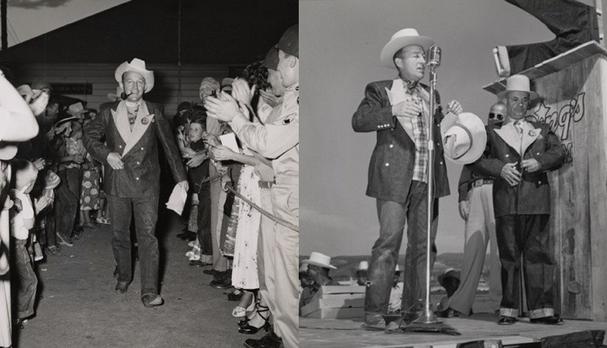 Originálne fotografie Binga Crosbyho s oblekom od firmy Levi´s, v ktorom vystúpil na koncerte v meste Elko, Nevada.