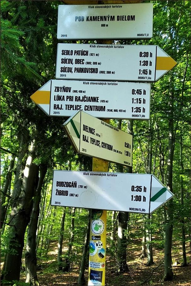 Križovatka trasy z Rajeckých Teplíc a zo Zbyňova. Až teraz odtiaľto nasleduje záverečné stúpanie k budzogáňu. Keď sme sa vracali späť, v tom najstrmšom úseku sme stretli skupinu asi 20 dôchodcov a zvládali to (zrejme).