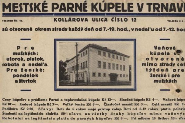 Dobová reklama na Mestské parné kúpele