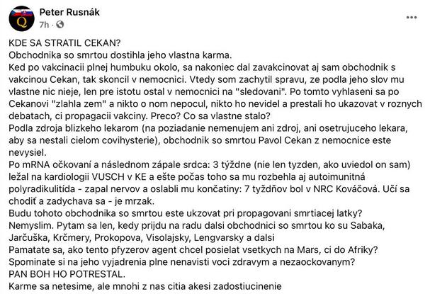 Komplexná analýza vedcovho zdravotného stavupo očkovaní