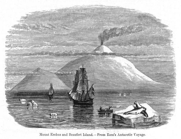 Takýto pohľad sa expedícii naskytol, keď počas plavby zo severu uvideli Mount Erebus