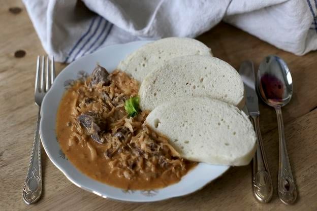 Segedínsky guláš, creamy Slovak sauerkraut stew.