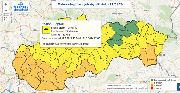 Heat and storm warnings issued in Slovakia for Thursday.