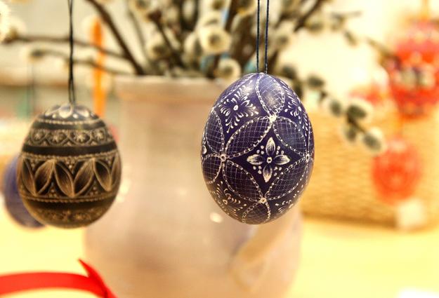 Egg painting in traditional Slovak style