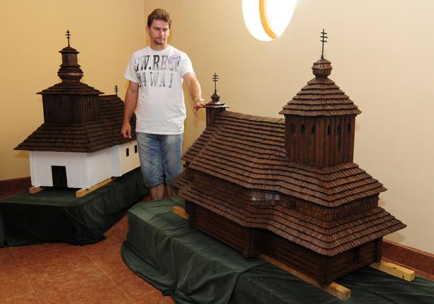 The miniature replicas of wooden churches in Ľutina