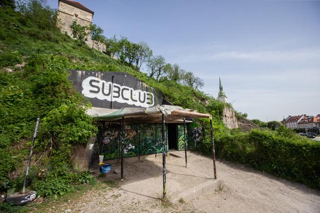 The war in Ukraine has raised interest in bomb shelters. The picture shows the entrance to music club Subclub (formerly U.Club) located in an anti-nuclear bunker under Bratislava Castle.
