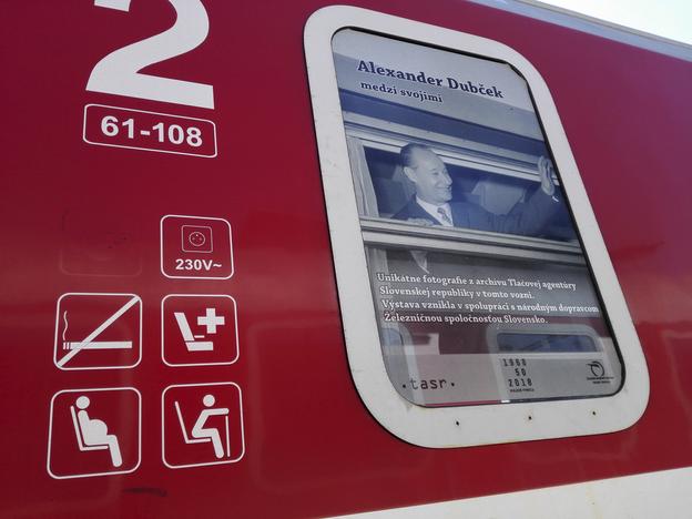 Photo of A. Dubček on a train has appeared on some trains. 