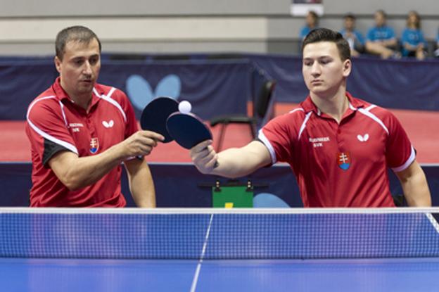 L-R: Andrej Mészáros and Boris Trávníček in the doubles'match against Taiwan at paralympic world championship, May 19.