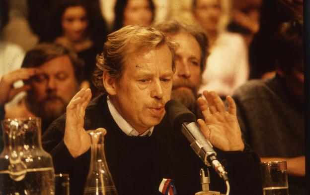 Václav Havel during the Velvet Revolution.