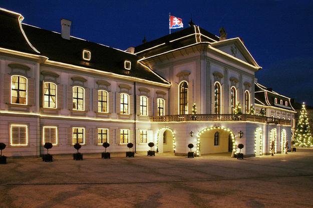 The Christmas illumination of the Presidentian Palace during the term of Rudolf Schuster. 