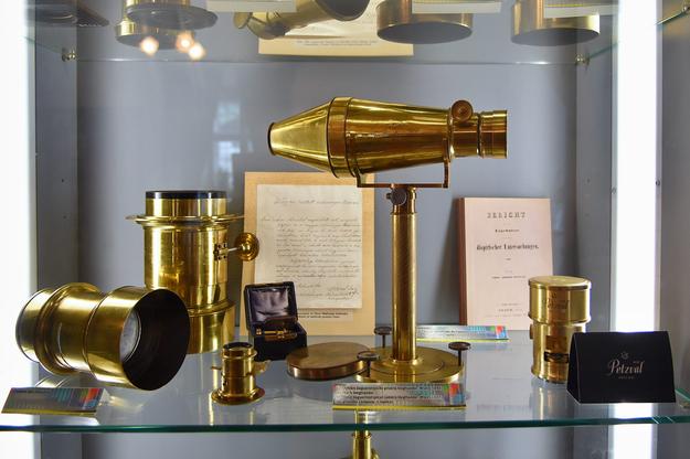 Historical lenses including those designed by Jozef Maximilián Petzval as exhibited in his museum in his native village Spišská Belá.