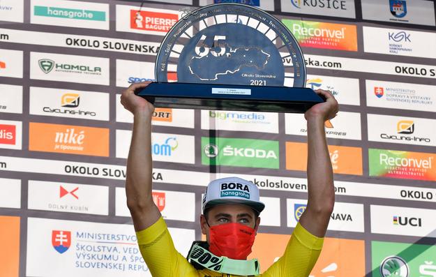 Peter Sagan celebrates his victory in Around Slovakia cycling race.