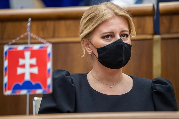 President Zuzana Caputova delivers her state of the republic address in parliament on September 28, 2021. 