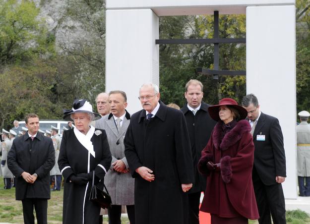Queen Elizabeth II, pictured in 2008 during her visit to Devín, near Bratislava. She unveiled a memorial there to victims killed while trying to cross the Slovak-Austrian border during communism.
