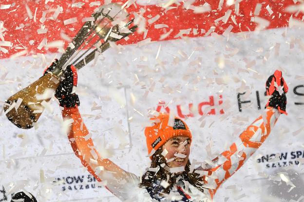 Petra Vlhová won yesterday's night slalom in Flachau, Austria.
