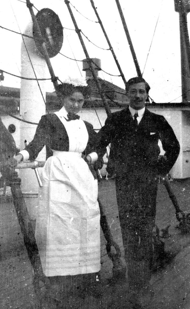 Júlia Červenková and Vernon Livermore onboard the Carpathia. 