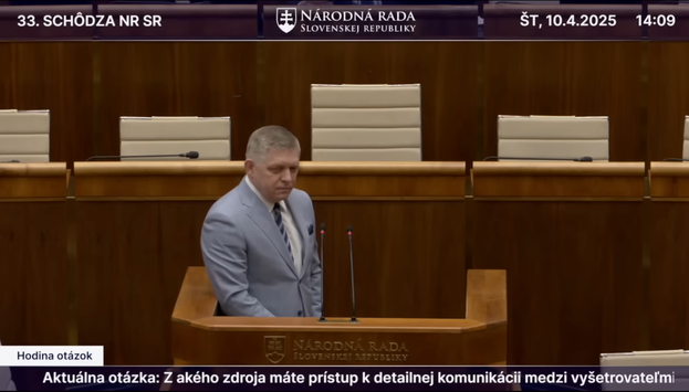 Prime Minister Robert Fico in parliament on 10 April 2025.