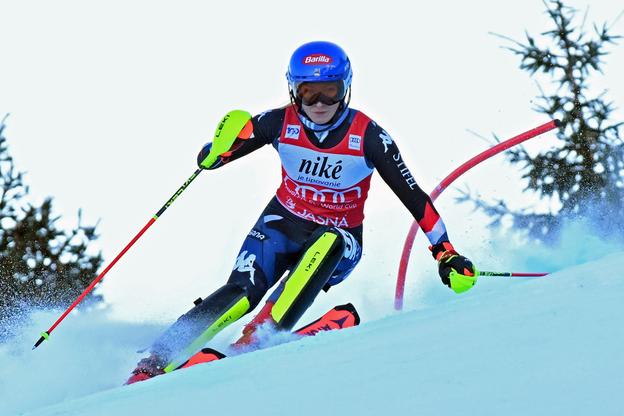 Mikaela Shiffrinová počas prvého kola slalomu žien v rámci Svetového pohára v zjazdovom lyžovaní v Jasnej 21. januára 2024.