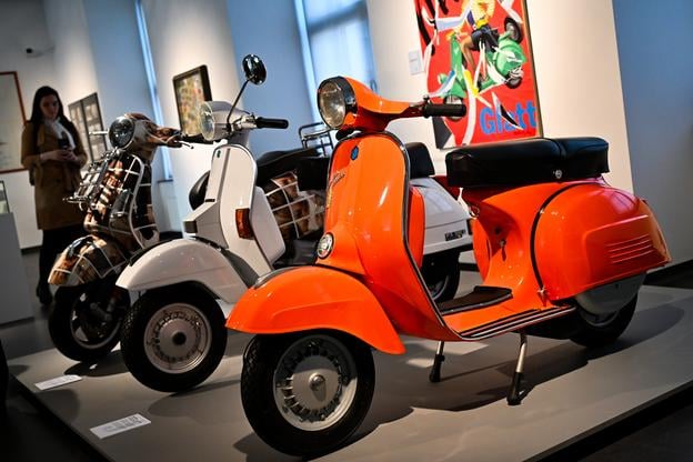 The Vespa scooters in Bratislava Castle.